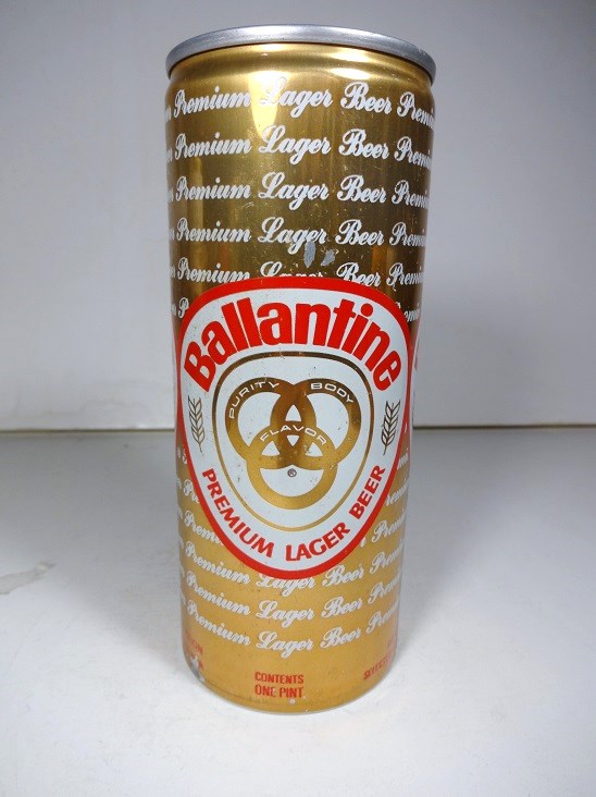 Ballantine Premium Lager - aluminum w red letters - 16oz